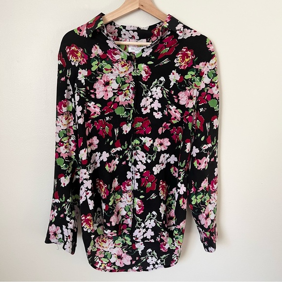 Equipment Femme Signature True Black Multi Floral Print Silk Blouse Size Small - Picture 3 of 7